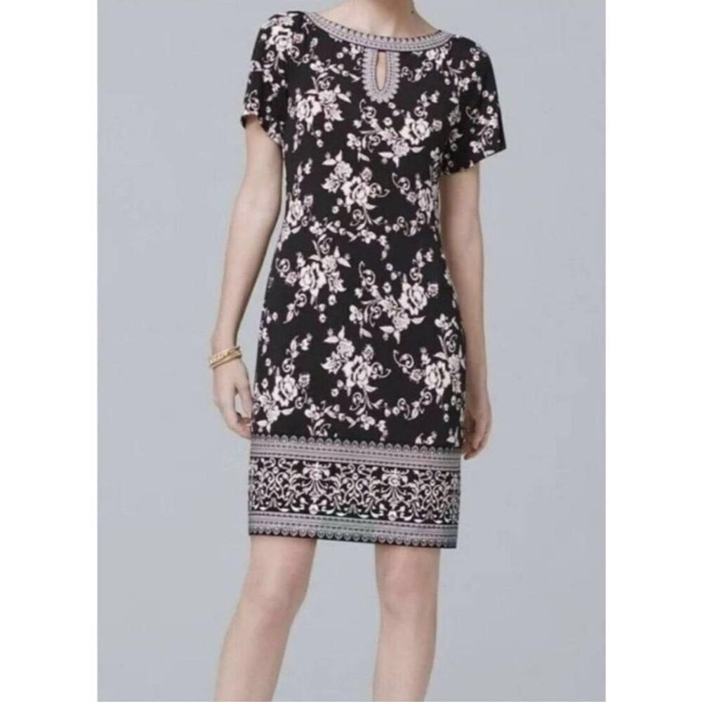 White House Black Market Floral Scroll Print Shift Dress Small EUC